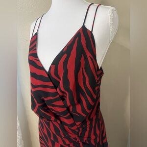 Wayf Red and Black Zebra Print Maxi Dress